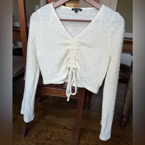 Papermoon Ruched Cropped Knit Top Sz S